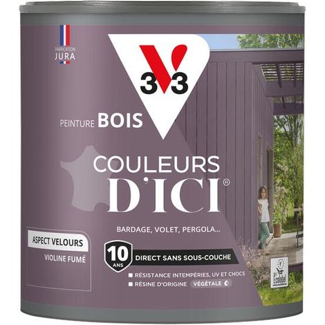 Peinture bois extérieur Couleurs d'Ici® V33 Violine fumé Velours 0,5L (1/4)