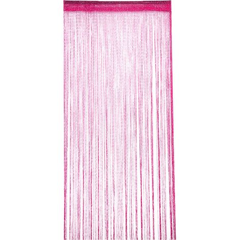 Rideau de Perles 95x200cm - Rideau Décoratif pour Séparation - Style Bohème-Rose rouge (1/5)