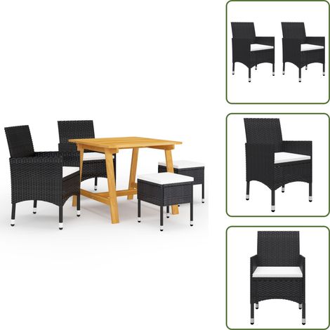 Taburetes de jardín - vidaXL Juego de comedor de jardín de 5 piezas negro - Comedor exterior
