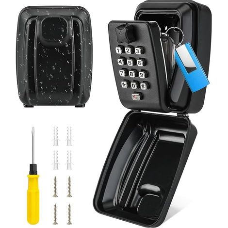 Boîte Verrouillage à Clé pour une Utilisation Extérieur,Boîte de Rangement pour Clés Combinées à 12 Positions avec Couvercle Résistant Aux Intempéries, Adaptée au Garage Domestique (1/5)