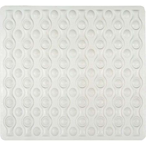 pair Tapis de douche Rocha, tapis de bain antidérapant, caoutchouc, 54x54 cm, blanc