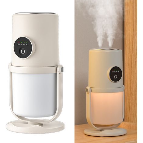 Leiser, wiederaufladbarer USB-Tischluftbefeuchter mit 2 Nebelstufen und Ständer, 300 ml – für Zuhause, Büro und Reisen, beige (1/5)