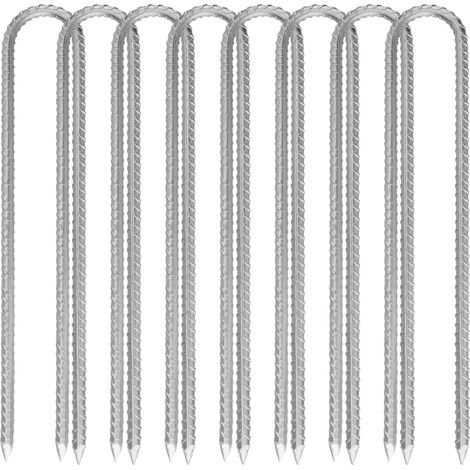 Sardines de Fixation 8 Pièces 30 cm - Piquets de Terre en Acier Galvanisé - Pointe Burin pour Tentes, Camping, Jardin, Trampoline, Toile de Paillage (1/5)