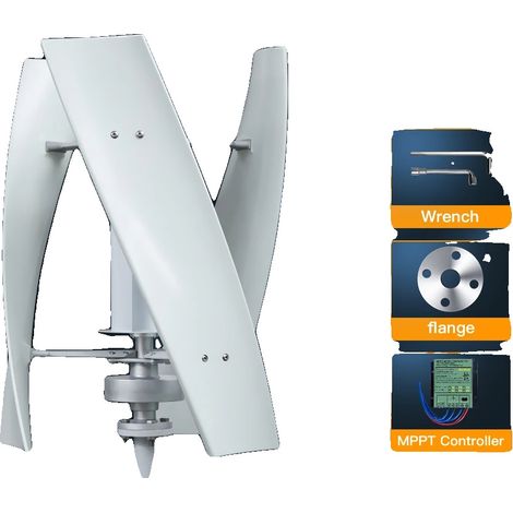 Éolienne verticale, haute efficacité, faible bruit, blanche, 12V, contrôleur MPPT gratuit, 5000W, Contrôleur MPPT gratuit, 8000W, 24V (1/2)