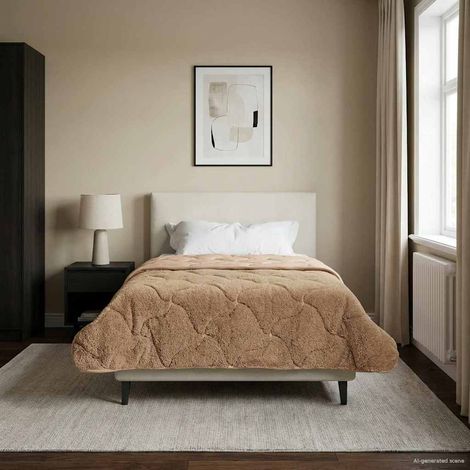 Ganzjahresbettdecke Gepolstert Taupe 140 x 220 cm (1/5)