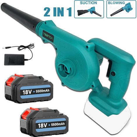 Soffiatori e aspiratori elettrici, soffiatore ad aria senza fili 2 in 1, per pulire le foglie dalla polvere di neve +2x batteria da 5,5 A + caricabatterie rapido, compatibile con batteria Makita