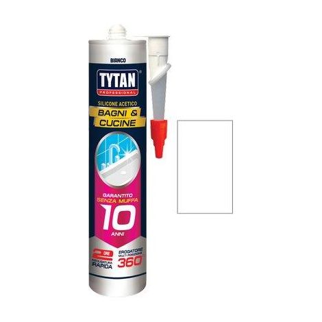 SILICONE ACETICO BAGNI E CUCINE TYTAN - BIANCO RAPIDO ML 280- 12 pezzi