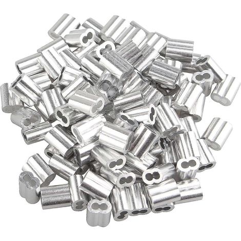 Embouts de câble en aluminium Betterlifefg (100 pièces) - Embouts à sertir en aluminium - Colliers de serrage à double sertissage avec embouts - Compatibles avec les câbles en acier (1/5)