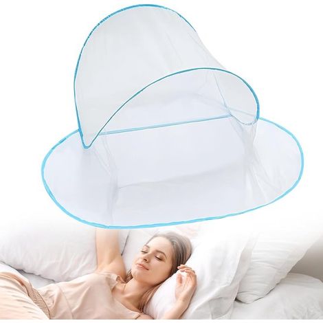 Minimosca plegable, Ultraligera, Se despliega automáticamente, Portátil, camping, viajes y patios, 80 x 80 x 56 cm, Bordes azules (1/5)