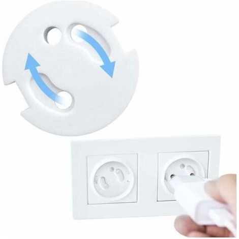 French Baby Socket Cover - Baby Socket Protection - Electrical Socket Covers - Child Safety - Rotating Mechanism, 10Pcs (1/4)