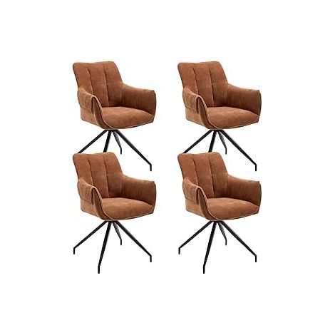 CHAIRUS Dinging Chairs 4Pcs Chenille Modern Simple Kitchen Chairs with Comfortable Backrest Swivel Armchairs for Living Room Restaurant, Orange
