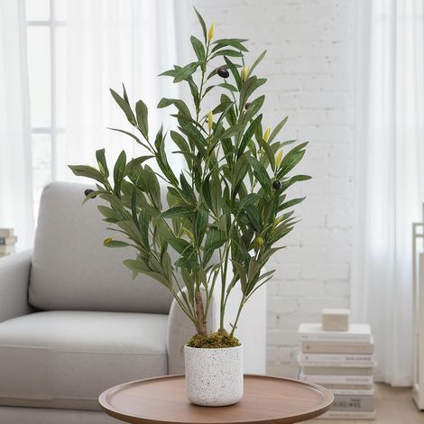 Olivier Artificiel 60cm, Petite Plante Artificielle Intérieur Réaliste avec Tige Écologique et 8 Olives, Décoration Végétale sans Entretien (1/5)
