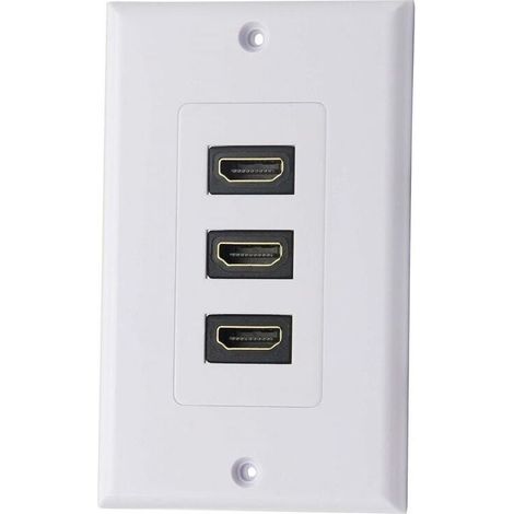 3 Port HDMI 2.0 Plaque murale Composant HDMI Composant Composite Audio Prise de montage murale, Support 4K 60Hz 1080P Parfait pour projecteur et cinéma maison blanc (3 HDMI) (1/5)