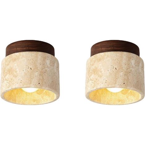 lampes de plafond en bois de style japonais Wabi-Sabi, culot E27, lumière chaude, pour cuisine, couloir, salon, bureau, salle de thé (B) (1/5)