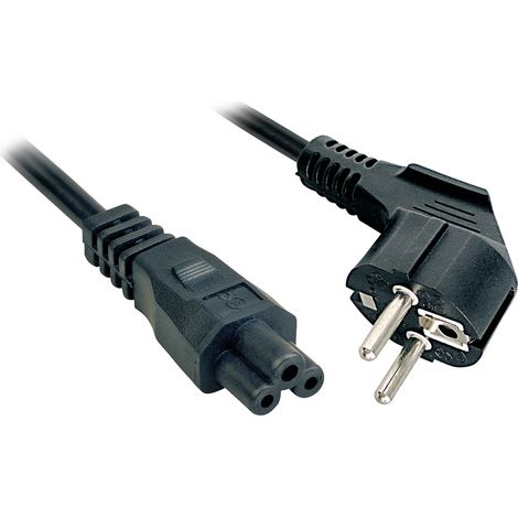 LINDY Strom Anschlusskabel [1x Schutzkontakt-Stecker - 1x Kleeblatt-Buchse C5] 5.00 m Schwarz