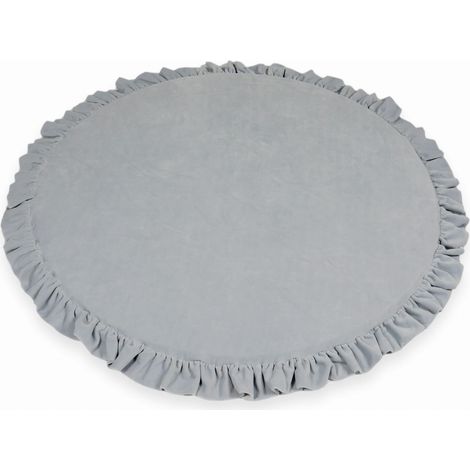 Tappeto da gioco per bambini rotondo 100cm con volant, Velvet Soft Light Grey