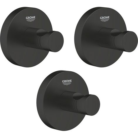 Grohe Lot de trois START patère mural, noir mat (411732430-GroheBlackTrio)
