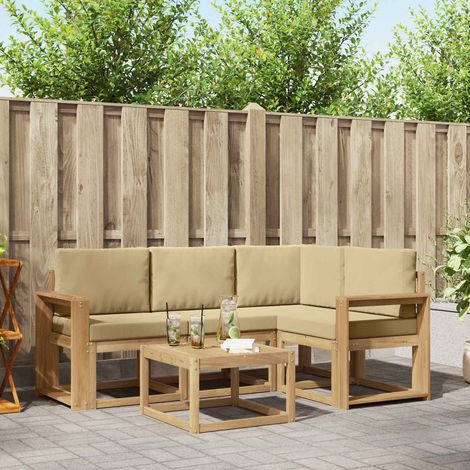 vidaXL Outdoor-Sofagarnitur 5 Stk. Weiß und Beige (1/5)