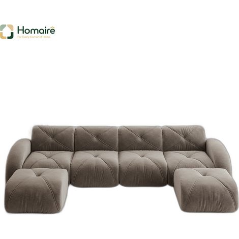 Canapé en chenille taupe 358 x 171 x 76 cm HOMAIRE (1/5)