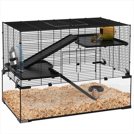 Cage pour rongeur Cage pour hamster 3 niveaux avec roue (1/5)