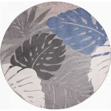 Tapis extérieur kilim Ø200cm beige rond CHIMEKI