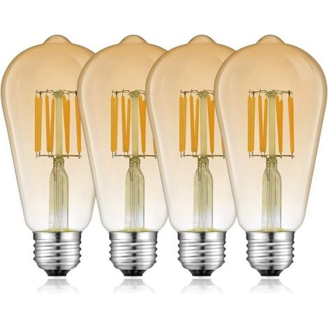 8W E27 ST64 Dimmbare LED-Lampe aus bernsteinfarbenem Glas E27 Filament LED Vintage Warmweiß 2700K 220V entspricht 80W Halogenlampe, für Zuhause, Dekoration, Café, Geschäft, Restaurant usw. (6 Stück) (1/5)