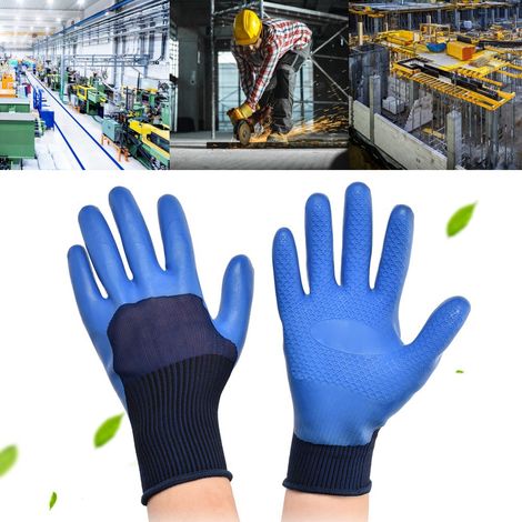 Gants de protection latex antidérapants résistants à l'eau et à l'abrasion pour travaux manuels (1/5)