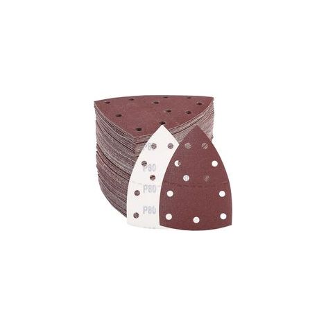 Lot de 100 Papier de Verre pour Ponceuse de Détail de Souris, Grain 40 80 120 180 240, Papier a Poncer Triangulaire Professionnel pour Ponçage et Polissage, Papier de Ponçage à 11 Trou (1/5)