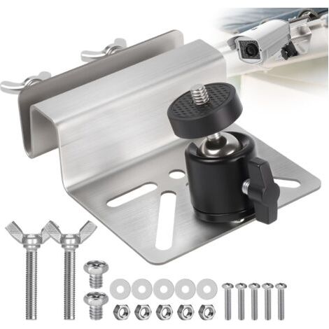1 Support Camera Gouttiere,Support Camera Exterieur avec Tête Rotule Noire, Compatible avec Les vis 1/4 Pouce, Adapté Extérieur pour Eufy S340 et des Panneaux Solaires pour Arlo (1/5)