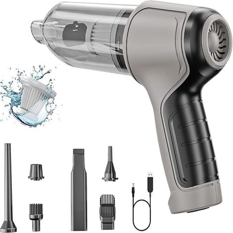 3-in-1 Cordless Handheld Vacuum Cleaner, 120W 12,000Pa, Car/Office/Home Compatible, Wet & Dry Vacuum, Multifunctional Blower, Grey