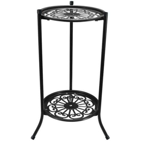 RHG Support pour plantes en pot en fer noirDouble coucheÉtagère à plusieurs niveaux50x24 cm pour plantes lourdes d'intérieur et extérieur (1/4)