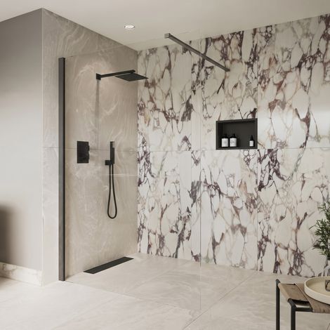 Signature Icon Gunmetal Wet Room Screen 500mm Wide - 8mm Glass (1/3)