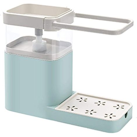 Distributeur de savon pour évier - Distributeur d'éponge de liquide vaisselle avec pompe à main - Organiseur pour évier de cuisine ou salle de bain - Plastique vert-Fei Yu (1/5)