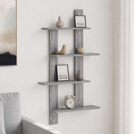 vidaXL Estante de pared Sonoma gris 61 x 13,5 x 105 cm (1/5)
