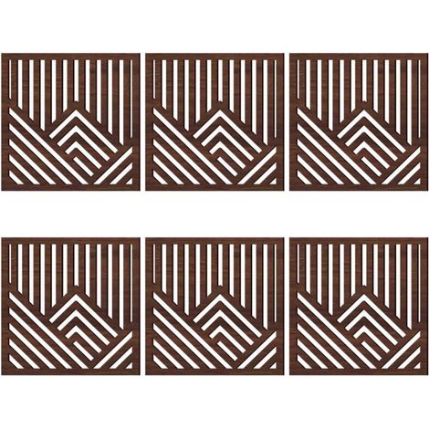 Ensemble de 6 panneaux décoratifs muraux en bois – JINFGERNE – Motif montagnes ajourées – Décoration murale intérieure