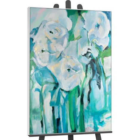 Gemälde Florale Abstraktion Rahmen Weiß 120x80 cm (1/4)