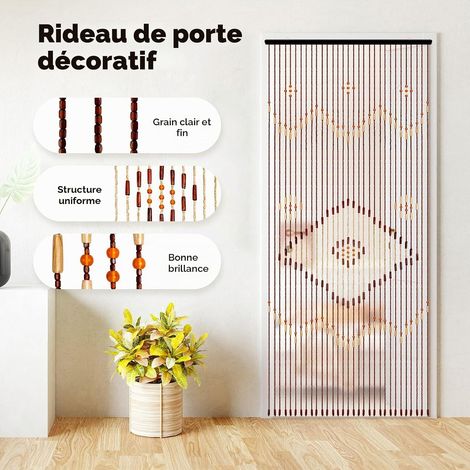 Rideau en bambou Rideau de porte 90x208cm Rideau à perles Rideau en bois Naturel Rideau à perles Rideau décoratif Rideau pour insectes Rideau en perles de bois Décor Rideau Rétro Rideau (1/5)