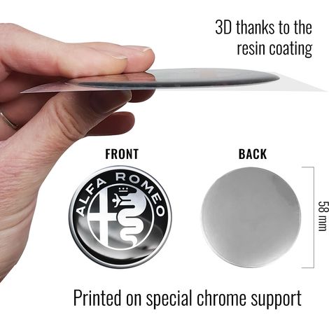 Alfa Romeo Adesivi 3D Logo - Dimensione: 58 MM - Colore: NERO