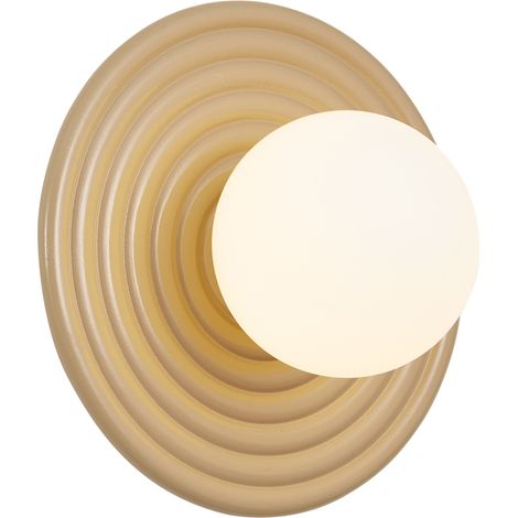 QAZQA Lámpara de pared retro gris topo con esfera opalina redonda (1/5)