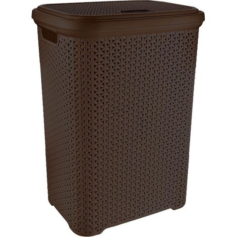 Cesto portabiancheria in plastica marrone da 55 l (1/3)