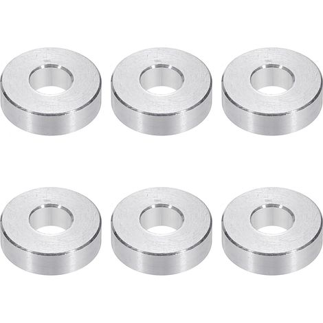 Rondelles en Aluminium M6, 6pcs Entretoise Métallique à Vis Ronde, Rondelle Plate pour Vis Tige Écrous Boulons, Bague d'Écartement en Métal 6.2mm ID x 15mm OD x 5mm Hauteur (1/5)