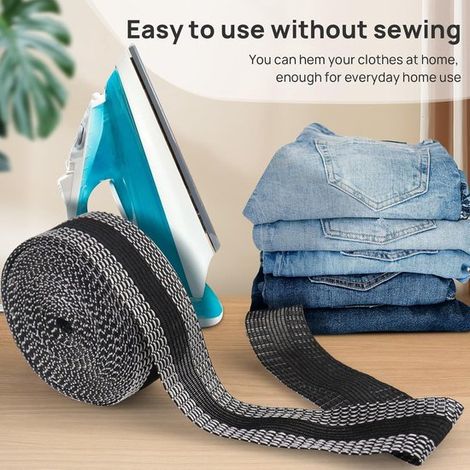 Cinta termoadhesiva，10 m  2,5 cm，Cinta para dobladillos，Cinta para dobladillos de pantalones，Cinta para cortinas，Cinta para pliegues，Negra (1/4)