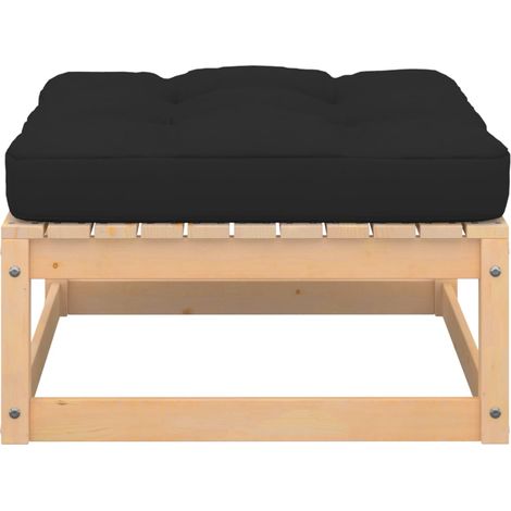 INLIFE Repose-pied de jardin avec coussin Bois de pin massif (1/5)