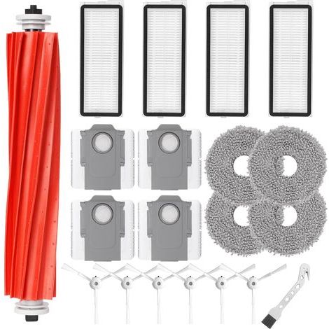 Zubehör-Set für Roborock Qrevo S / QRevo Pro / Qrevo MaxV / Qrevo Plus Roboter – Ersatzteile: 1 Hauptbürste, 4 HEPA-Filter, 4 Wischpads, 6 Seitenbürsten