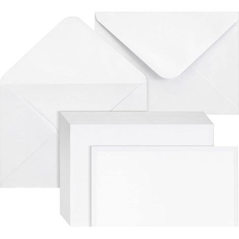 100 Pièces Enveloppes en Papier Kraft Vintage Blanc - 130 g/m² Collage Humide Rabat Pointu 13,5 x 18,5 cm, Recyclées pour Cartes de Vœux Anniversaire Invitations (1/5)