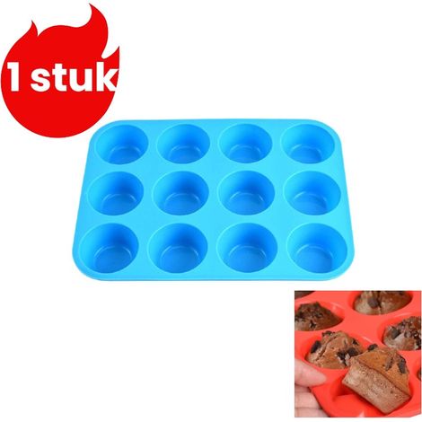 moule à gâteau en silicone moule à pâtisserie indémoulable moule à gâteau rond à 12 cavités bleu 1 pièce (1/5)