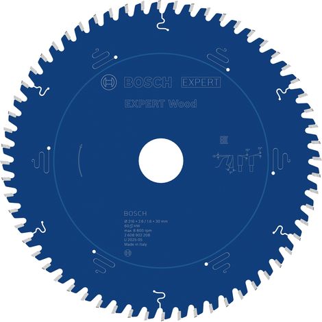 Bosch Wood Circular Saw Blade 216 x 2.6/1.6 x 30 mm T60 2608902208 (1/5)