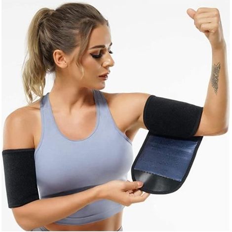 Bandes de Bras Amincissantes Brassards de Sudation Gaine Minceur Manchon de Compression Bande Bras Réglables(Bleu) (1/4)