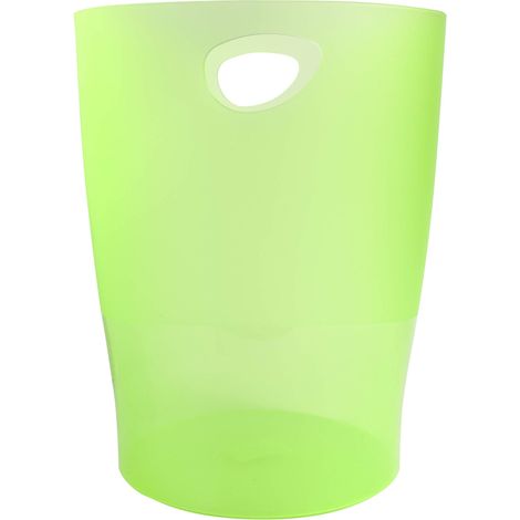 Lot de 8 corbeilles à papier, poubelles ECOBIN avec poignées - Volume 15 litres, pour le bureau comme en Home office - Dimensions 26,3x26,3x33,5 cm - translucide vert pomme (1/5)