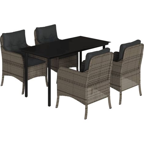 Maison Exclusive - Set comedor de jardín 5 piezas con cojines rat (1/5)